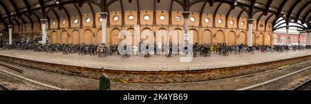 Commuter cycle storage at York railway station. Stock Photo