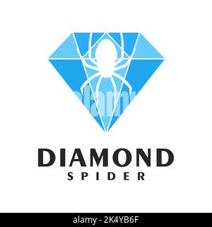 Simple diamond gem logo on spider, icon, symbol, template Stock Vector