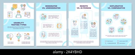 User testing types blue brochure template Stock Vector