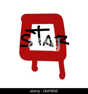 Isolated inscription Star in graffiti street style on the background of a red square with smudges. Vector illustration.  Stock Vector