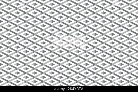 Black and white seamless vector geometric pattern. Monochrome repeating pattern. Three-dimensional optical abstract background with holed cubes. Stock Vector
