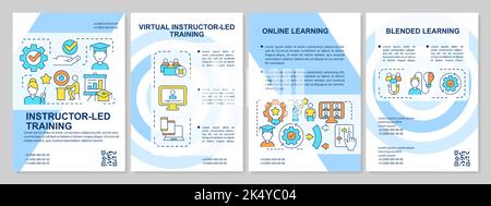Types of training programs blue brochure template Stock Vector