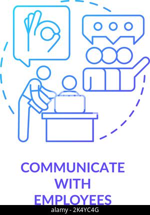 Communicate with employees blue gradient concept icon Stock Vector