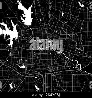 Map of Hefei city. Urban black and white poster. Road map image with metropolitan city area view. Stock Vector