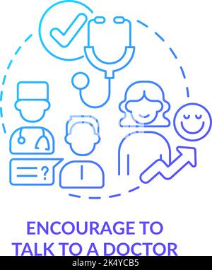 Encourage to talk to doctor blue gradient concept icon Stock Vector