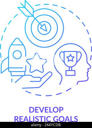 Develop objective target goals blue gradient concept icon Stock Vector