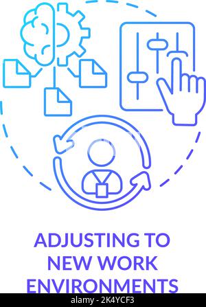 Adjusting to new work environments blue gradient concept icon Stock Vector