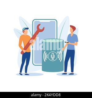 Smart speaker apps development illustration exclusive design inspiration Stock Vector