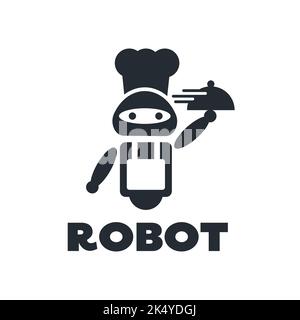 Restaurant waiter robot Robot character Technology chef fast food cafe Stock Vector