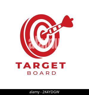 Dartboard illustration and arrow vector design. Target target and arrow logotype Target logo design. Stock Vector