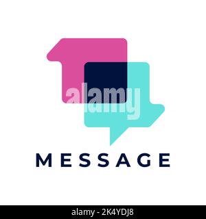 Vector Chat Logotype Design Template, modern negative space Stock Vector