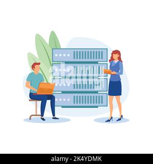 PHP and MySqi development illustration exclusive design inspiration Stock Vector