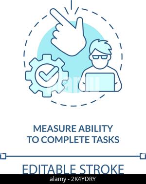 Measure ability to complete tasks turquoise concept icon Stock Vector