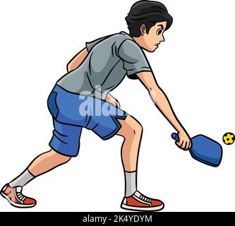 Pickleball Cartoon Colored Clipart Illustration Stock Vector