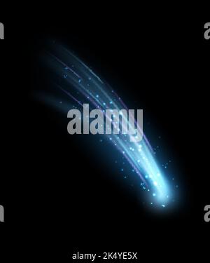 Shooting star. Realistic blue falling light. Space comet Stock Vector ...