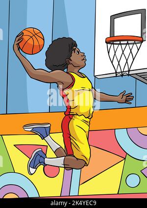 Basketball Sport Colored Cartoon Illustration Stock Vector