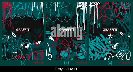 Abstract Urban Graffiti Style A4 Poster Vector Illustration Background Template Stock Vector