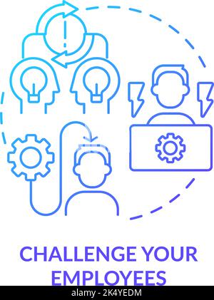 Training employees blue gradient concept icon Stock Vector