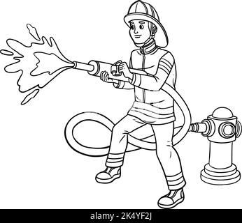 Firefighter Isolated Coloring Page for Kids Stock Vector Image & Art ...