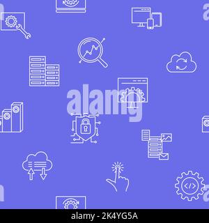 Computer software seamless pattern in line style. Technology background. Vector illustration. Stock Vector