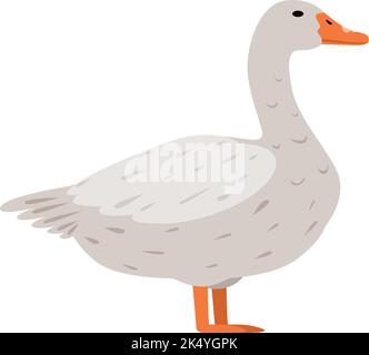 White goose icon. Cute farm bird. Funny animal Stock Vector