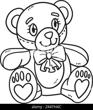 Teddy Bear Isolated Coloring Page for Kids Stock Vector