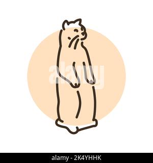 Cat stands in the position of a gopher color line icon. Pictogram