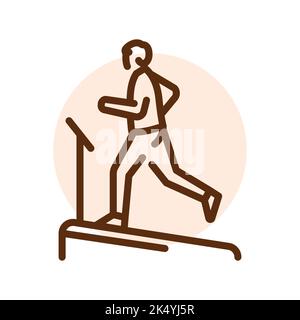 Running on treadmill line icon. Routine. Stock Vector