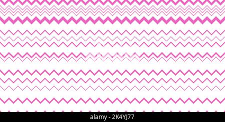Chevron seamless vector pattern. Retro zigzag fashion print. Pink on white irregular chevrons vector texture. Stock Vector