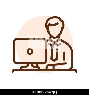 Working man line icon. Routine. Stock Vector