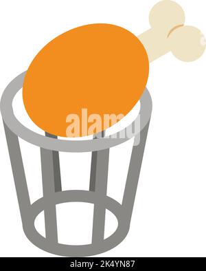 chicken food in trash container icon vector outline illustration Stock ...
