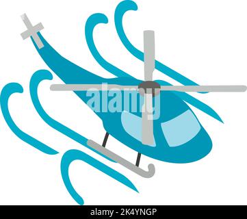 Helicopter icon isometric vector. Blue passenger helicopter flying in air flow. Rotorcraft, hoverplane, air transport Stock Vector