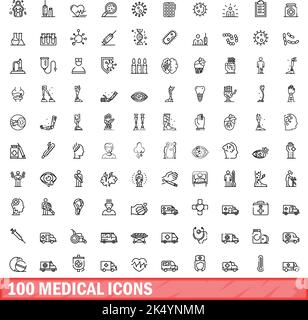 Human measles icons set. Outline set of human measles vector icons thin ...