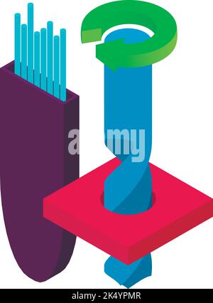 Professional equipment icon isometric vector. Welding rods and drilling process. Industrial equipment, repair and construction work Stock Vector