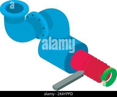 Thread cutting icon isometric vector. Metal cutting machine, adapter pipe icon. Industrial equipment, construction, manufacturing Stock Vector