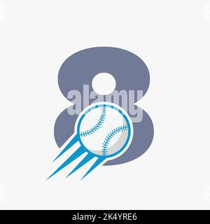 Initial Letter 8 Baseball Logo Concept With Moving Baseball Icon Vector Template Stock Vector