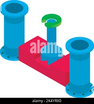 Metalworking tool icon isometric vector. Face milling process, sewerage pipe icon. Industrial equipment, steel and iron industry Stock Vector