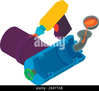 Metallurgical equipment icon isometric vector. Centrifugal casting, pipe welding. Steel and iron industry, metallurgy, professional equipment Stock Vector