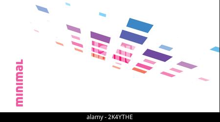 Minimal abstraction with multicolor sparse squares on white background. Simple vector graphic pattern Stock Vector
