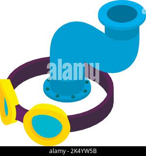 Industrial equipment icon isometric vector. Protective glasses, connection pipe. Steel industry, metallurgy, protective equipment Stock Vector