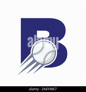 Initial Letter B Baseball Logo Concept With Moving Baseball Icon Vector Template Stock Vector