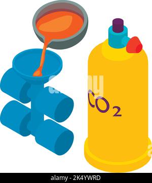 Metallurgy equipment icon isometric vector. Investment casting process, gas balon. Steel and iron industry, metallurgy Stock Vector
