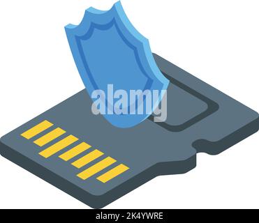 Sd card icon isometric vector. Data storage. Memory flash Stock Vector
