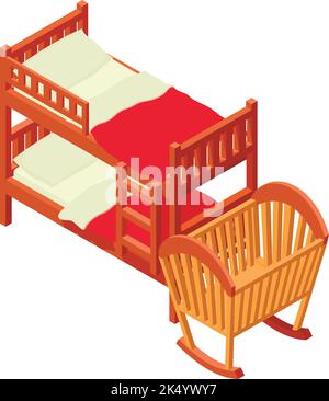 Double tier bunk bed icon black color vector illustration image flat ...
