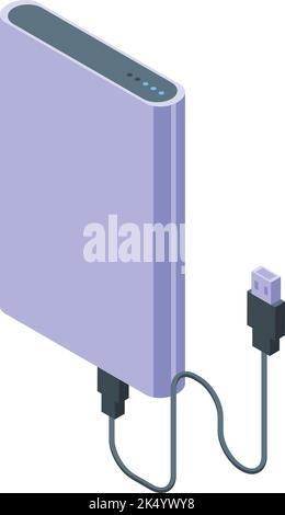 Usb hdd icon isometric vector. Data storage. Memory computer Stock Vector