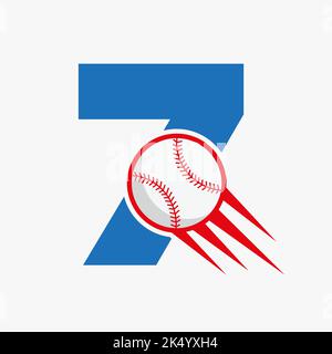 Initial Letter 7 Baseball Logo Concept With Moving Baseball Icon Vector Template Stock Vector