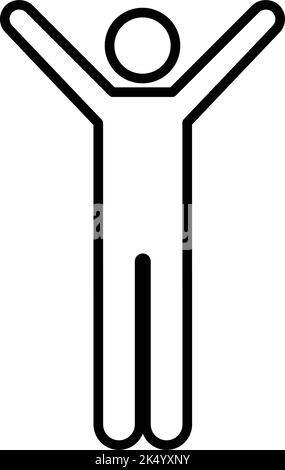 Man raised arms icon vector male person with open hands symbol in a glyph pictogram illustration Stock Vector