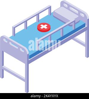 Hospitalization medical bed icon isometric vector. Hospital health. City center Stock Vector