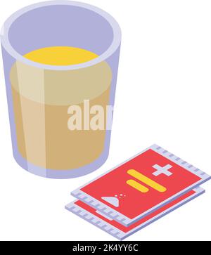 Antiviral glass powder icon isometric vector. Medicine treatment. Person remedy Stock Vector