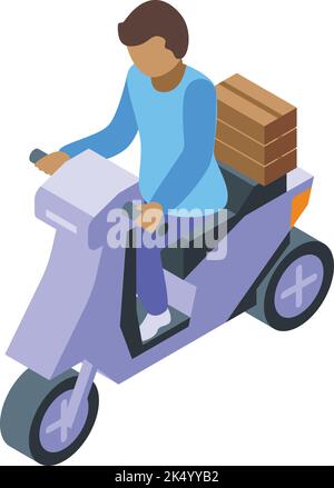 Courier scooter icon isometric vector. Food delivery. Motorbike service Stock Vector